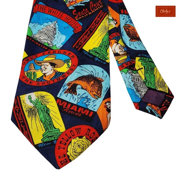 Addiction Blue 100% Silk Tie Signs 58" Long 3.5" Wide (ID 157) - Picture 4 of 6